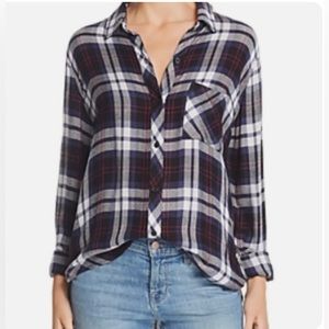 Rails Hunter Plaid Flannel Button-Down‎ Shirt Navy Magenta Size XS